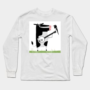 Banjo Cow with magpie Long Sleeve T-Shirt